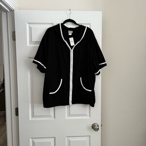 Lane Bryant Black and White Zip-Up Sweater